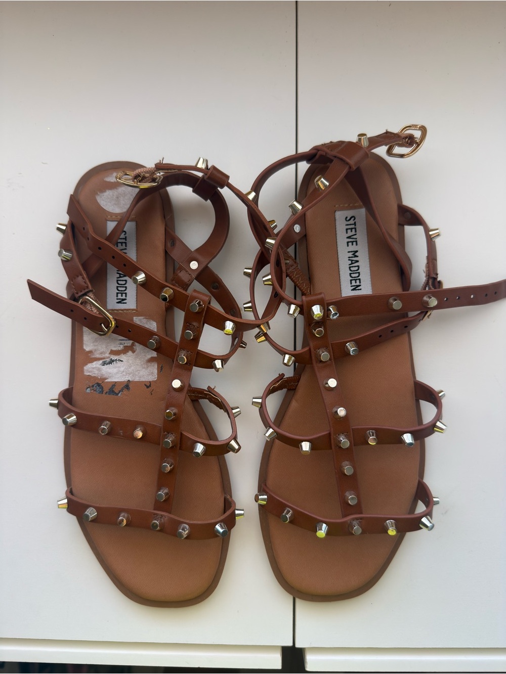 Steve Madden Brown Studded Strappy Gladiator Sandals